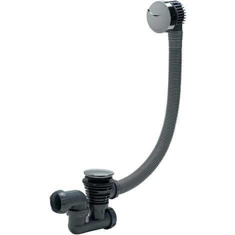 Ensemble complet vidage de baignoire à câble L700 mm avec siphon orientable Ø40 Wirquin 30720356, gris