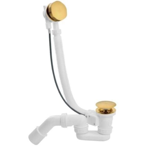 Ensemble complet vidage de baignoire L65cm avec siphon haut débit et clapet recouvrant métal YMYNY