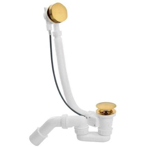 Ensemble complet vidage de baignoire L900 mm avec siphon haut débit et clapet recouvrant métal, or