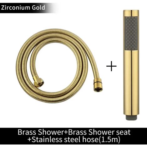 (Ensemble complet ZG) Pommeau de douche à main en laiton brossé doré, douchette de bain noire mate, pommeau de douche effet pluie blanc, finition chromée économique