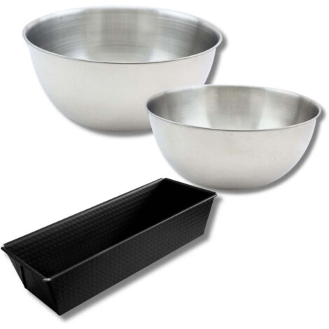 Ensemble comprenant 1 moule à cake rectangulaire Zenker, 2 bols à mixer en inox Fackelmann
