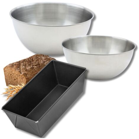 Ensemble comprenant 1 moule à cake Zenker, 2 bols à mixer en inox Fackelmann
