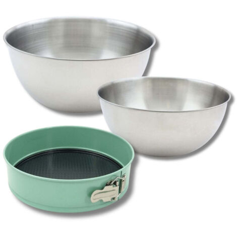 Ensemble comprenant 1 Moule à Manqué Zenker, 2 Bols à Mixer en inox Fackelmann