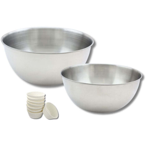 Ensemble comprenant 100 moules à muffin en papier, 1 spatule  Zenker, 2 bols à mixer en inox Fackelmann
