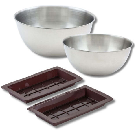 Ensemble comprenant 2 moules à chocolat, 1 spatule Zenker, 2 bols à mixer en inox Fackelmann