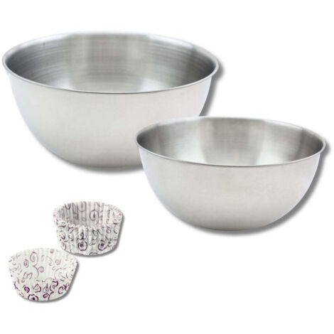 Ensemble comprenant 50 moules à muffins en papier motif fleur violette Zenker, 2 bols à mixer en inox Fackelmann