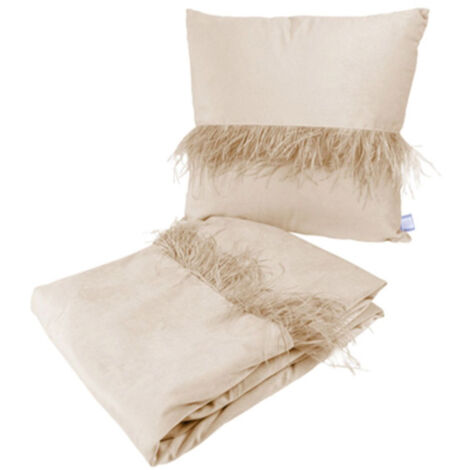 Ensemble Coussin & Plaid "Palmira" 130x170cm Champagne