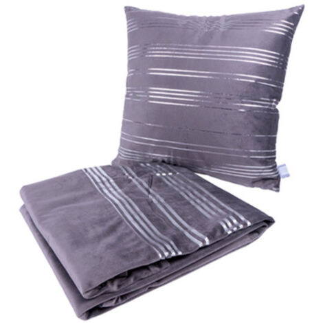 Ensemble Coussin & Plaid "Prisma III" 130x170cm Gris