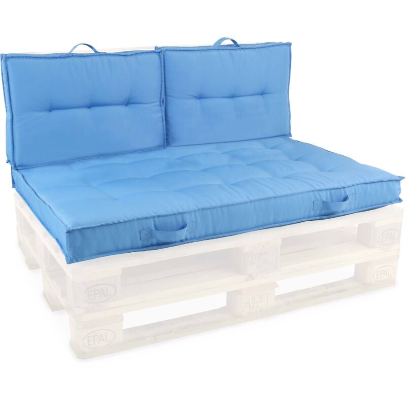 Oviala - Coussins pour palette matelassés bleu