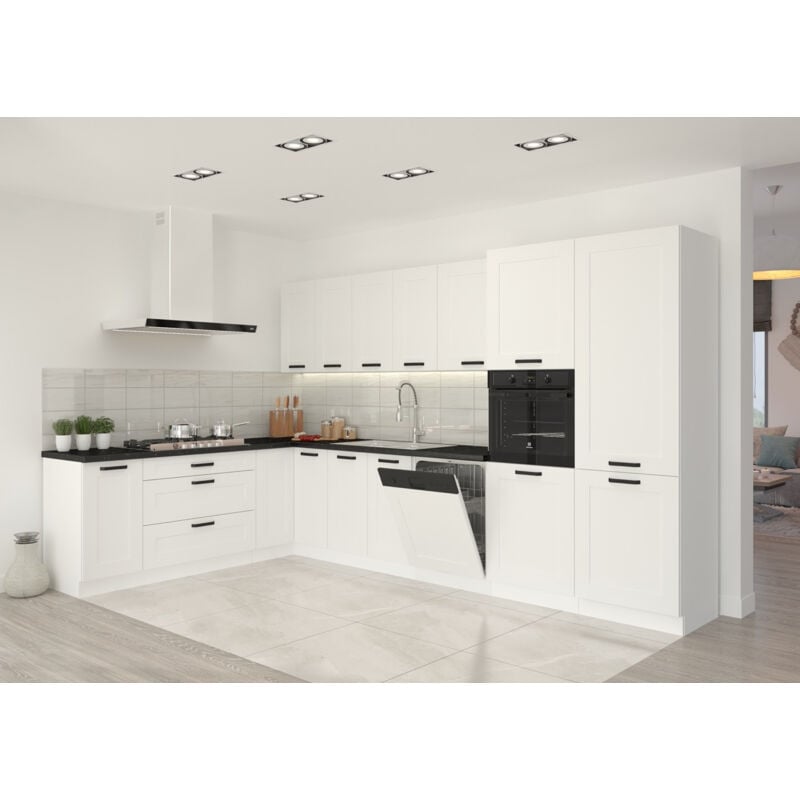 Ensemble cuisine en l luna blanc 210x350 cm