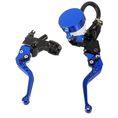 Ensemble cylindre hydraulique en aluminium CNC, réservoir, levier de frein, câble et poignée d'embrayage pour motos de 250 à 500 cm³ - Bleu