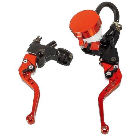 Ensemble cylindre hydraulique en aluminium CNC, réservoir, levier de frein, câble et poignée d'embrayage pour motos de 250 à 500 cm³ - Orange