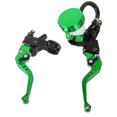 Ensemble cylindre hydraulique en aluminium CNC, réservoir, levier de frein, câble et poignée d'embrayage pour motos de 250 à 500 cm³ - Vert