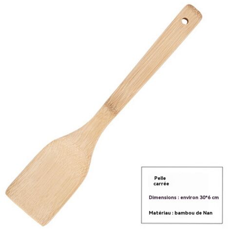ensemble d ustensiles de cuisine en bambou avec spatule et cuillere a egoutter manche long resistant a haute temperature pour poeles antiadhesives