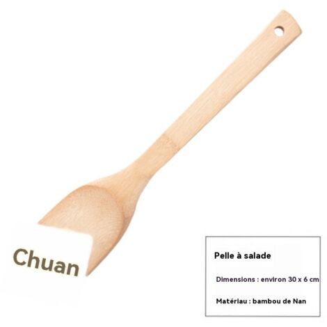 ensemble d ustensiles de cuisine en bambou avec spatule et cuillere a egoutter manche long resistant a haute temperature pour poeles antiadhesives