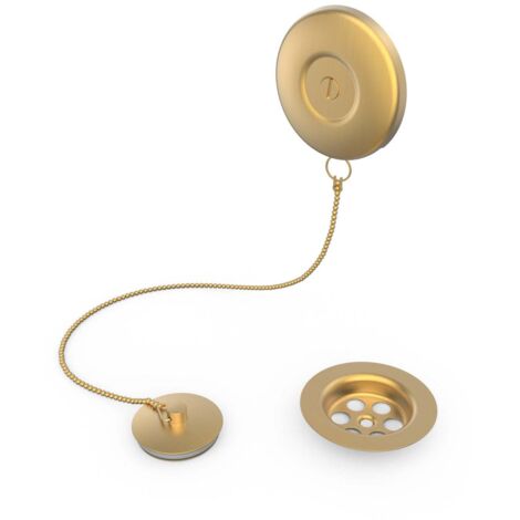Ensemble d’accesoires pour baignoire diam.70 mm avec chaînette 42 cm OR MAT - TRES 03474501OM