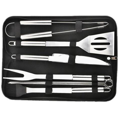 Ensemble d'accessoires barbecue en acier inoxydable 9 pièces pour cuisson intérieure et extérieure