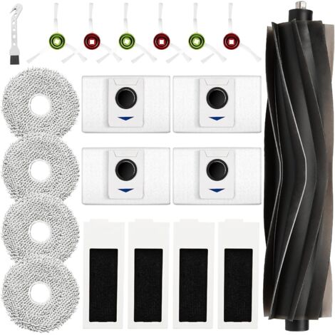 Ensemble d'accessoires de 20 pièces pour aspirateurs robots Ecovacs Deebot T20 Omni / T20e Omni : 1 brosse principale en caoutchouc, 4 sacs à poussière, 4 lingettes de nettoyage, 4 filtres, 6 brosses 
