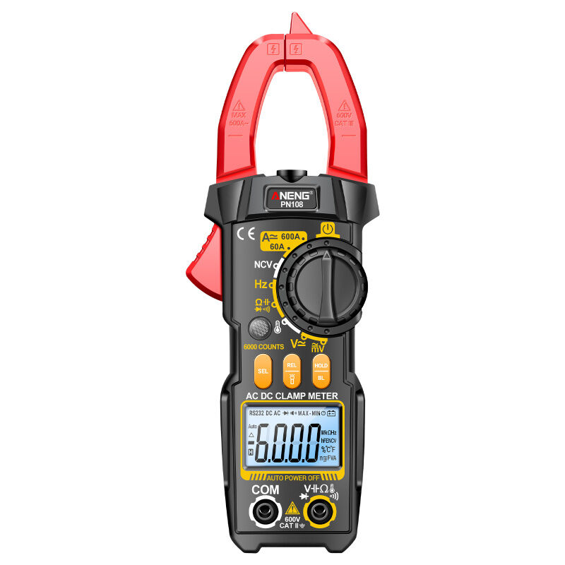 LIFCAUSAL Multimètre Numérique PN108 Pince Ampèremétrique Professionnelle - 6000 Points de Mesure avec Écran LCD, Testeur de Tension/Courant,
