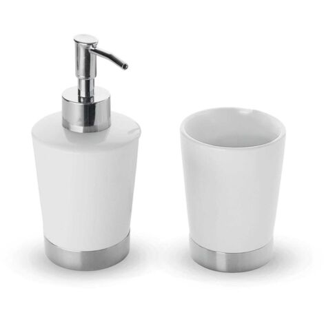 Ensemble D'accessoires De Lavabo Sur Pied En Céramique Blanche  Lilly