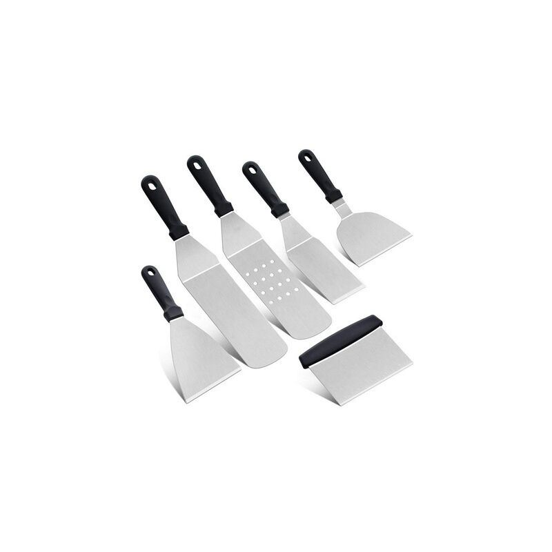 Ensemble d'accessoires de poêle à gril à spatule de 6 pièces, ensemble d'ustensiles de Webware de pied de spatule de barbecue professionnel et