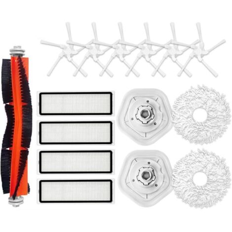 Ensemble d'accessoires de Rechange pièces pour aspirateur Robot pour Dreame Bot W10/W10 Pro, 1 brosse rouleau + 4 filtres + 6 brosses latérales + 2 chiffons + 2 supports de serpillière