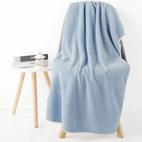Ensemble d'accessoires de salle de bain Blanc Serviette de bain en treillis d'ananas épaissie serviette de bain absorbante douce molleton de corail 90170 bleu