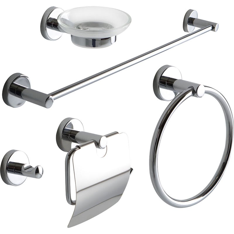 Ensemble d'accessoires de salle de bain chromés 5 pièces