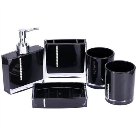 Ensemble d'accessoires de salle de bain coleur de noir 5pcs FUIENKO