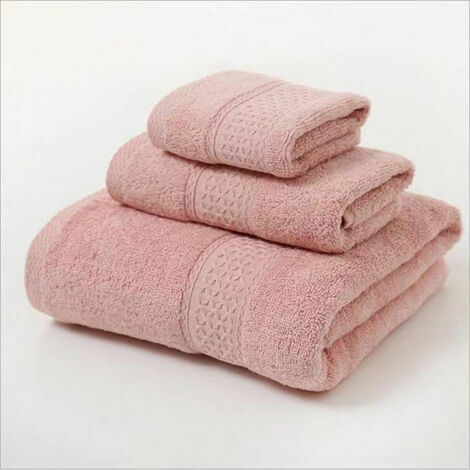 Ensemble d'accessoires de salle de bain rose Serviette de bain drap de bain serviette carrée ensemble trois pièces coton peigné uni