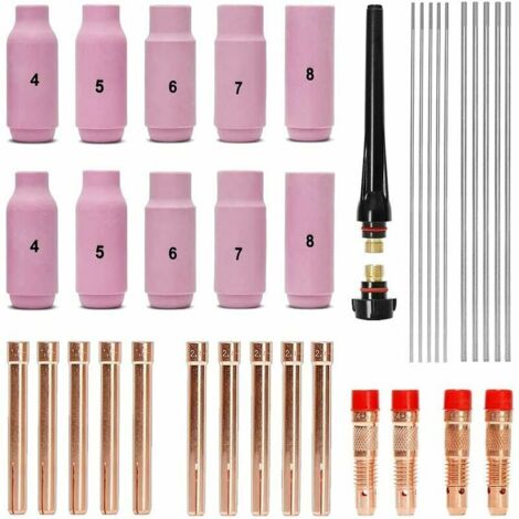 Ensemble d'accessoires de soudage TIG Manchons + Boîtier + Buses en céramique + Électrodes en tungstène pour lampe de soudage WP26 TIG