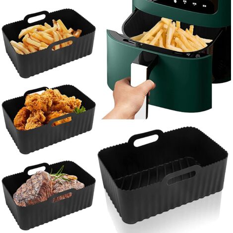 Ensemble d'accessoires en silicone pour friteuse à air, comprenant une casserole, un revêtement et une grille - 16,5 cm