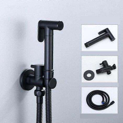 Ensemble d'accessoires pour bidet et WC à main en laiton, robinet de bidet noir, douche à jet d'eau pour salle de bain
