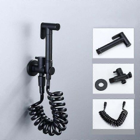 Ensemble d'accessoires pour bidet et WC à main en laiton, robinet de bidet noir, douche à jet d'eau pour salle de bain