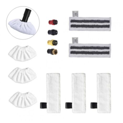 Ensemble d'accessoires pour nettoyeur vapeur Karcher Easyfix SC2 SC3 SC4 SC5, 3 chiffons en microfibre + 2 chiffons abrasifs + 3 chiffons en microfibre pour buse portative + 4 brosses rondes