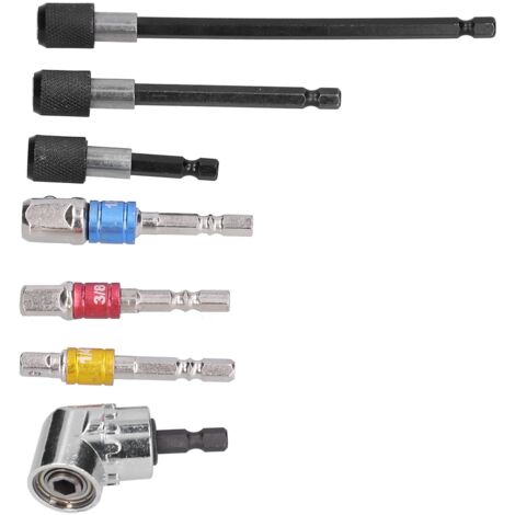 Ensemble D'adaptateurs de Douilles de Perceuse électrique 7 Pièces, Barre D'extension D'embout de Tournevis 3 Pièces Douille 3 Pièces avec Support de Foret à 105 Degrés