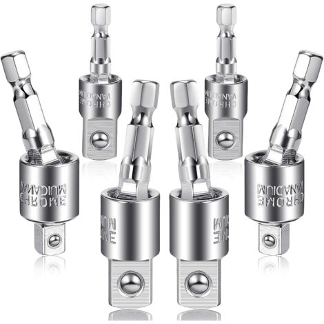 Ensemble d'adaptateurs de douilles pour perceuse électrique 6 pièces Adaptateur de tournevis à percussion Adaptateur de douille pour perceuse à percussion à tige hexagonale rotative à 360 degrés