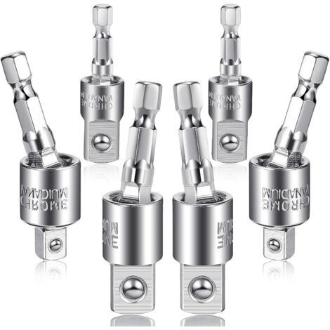 Ensemble d'adaptateurs de douilles pour perceuse électrique 6 pièces Adaptateur de tournevis à percussion Adaptateur de douille pour perceuse à percussion à tige hexagonale rotative à 360 degrés