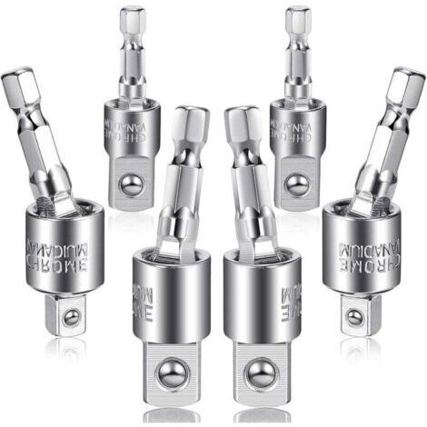 Ensemble d'adaptateurs de douilles pour perceuse électrique 6 pièces Adaptateur de tournevis à percussion Adaptateur de douille pour perceuse à percussion à tige hexagonale rotative à 360 degrés