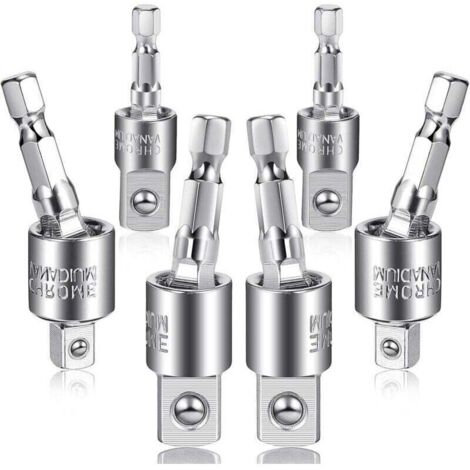 Ensemble d'adaptateurs de douilles pour perceuse électrique 6 pièces Adaptateur de tournevis à percussion Adaptateur de douille pour perceuse à percussion à tige hexagonale rotative à 360 degrés