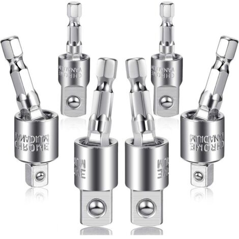 Ensemble d'adaptateurs de douilles pour perceuse électrique 6 pièces Adaptateur de tournevis à percussion Adaptateur de douille pour perceuse à percussion à tige hexagonale rotative à 360 degrés