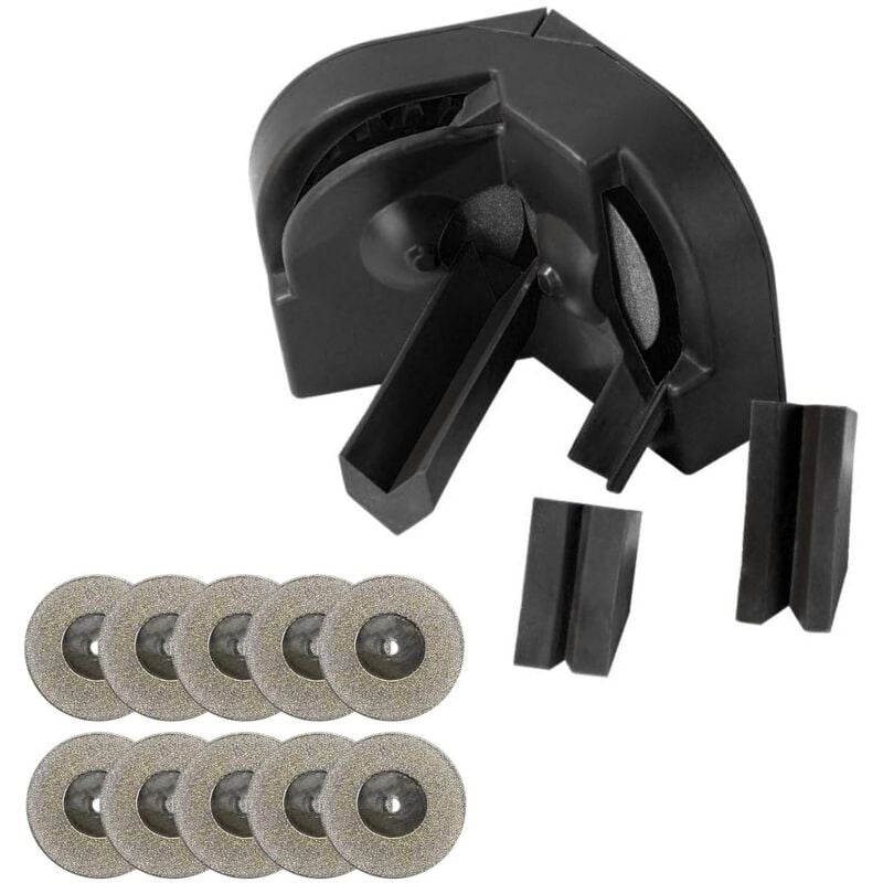 Ensemble D'affûteuse de Forets, Meuleuse de Forets, Disque de Meulage 10 Pièces et 3 Outils Auxiliaires pour le Travail du Bois, le Métal et la