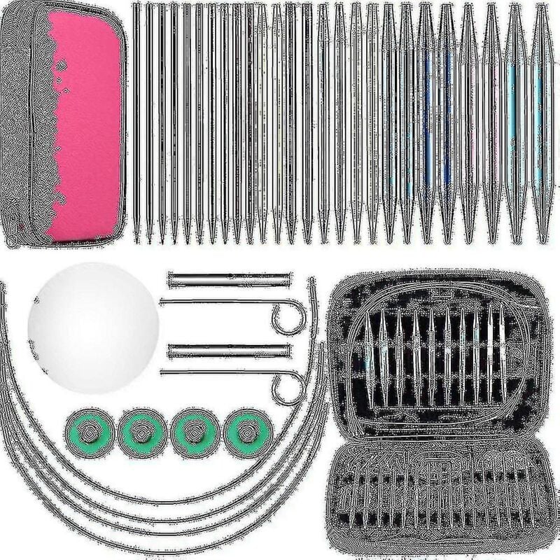 Ensemble d'aiguilles à tricoter circulaires interchangeables en aluminium, 26 pièces, 13 tailles d'aiguilles à crochet interchangeables