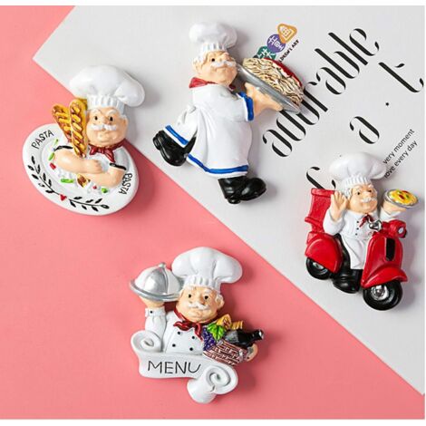 ensemble d'aimants pour réfrigérateur 3DAimants de réfrigérateur en résine pour pain Chefaccessoires de décoration pour la cuisineSouvenirs de voyage