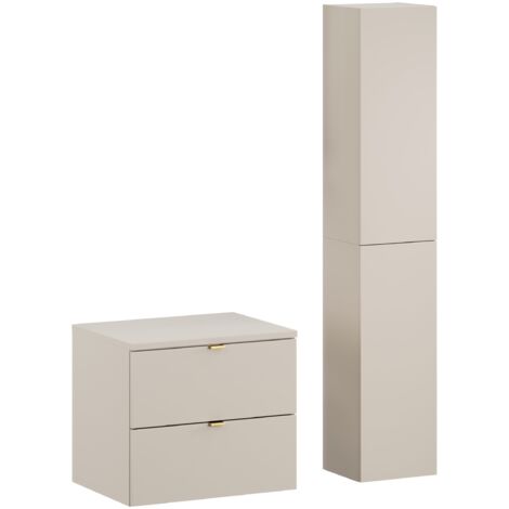 Ensemble DALIA CACHEMIRE meuble sous vasque avec plan 60 cm et 2 x colonne 30/80 cm à suspendre