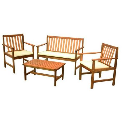 Ensemble d'ameublement de jardin Vigor Modèle Enea en bois, 4 pièces