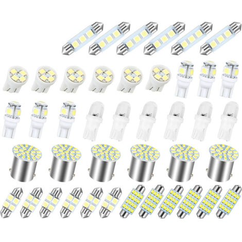 Ensemble d'ampoules LED pour voiture, éclairage intérieur (plafonnier, coffre, plaque d'immatriculation).