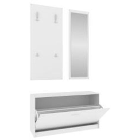 Ensemble d'armoires à chaussures 3-en-1 Blanc Bois d'ingénierie