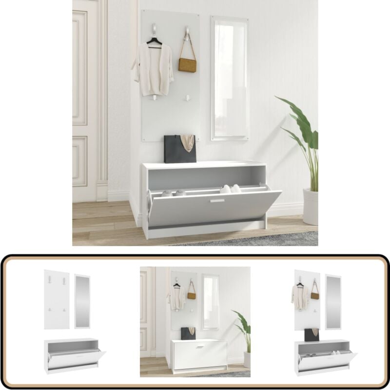 Vidaxl - Ensemble d'armoires à chaussures 3-en-1 Blanc Bois d'ingénierie - Meuble à Chaussures - Rangements Chaussures - Armoire à Chaussures