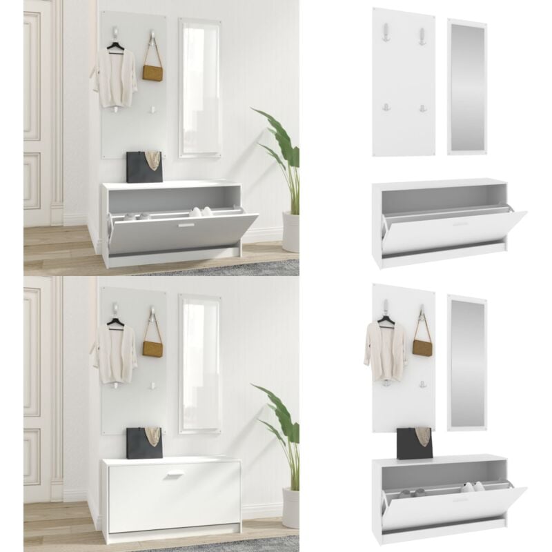 Vidaxl - Ensemble d'armoires à chaussures 3-en-1 Blanc Bois d'ingénierie - Meuble à Chaussures - Rangements Chaussures - Armoire à Chaussures